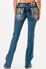 GRACE IN LA 430 CROSS FAUX FLAP MID RISE - LADIES JEANS  - EB52003