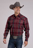 STETSON BURGUNDY DOBBY PLAID - MENS SHIRT  - 11-001-0478-6058WI