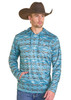 ROCK & ROLL AZTEC MESH HOODIE TURQUOISE - MEN SWEATER  - BM94T07697