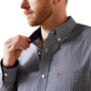 ARIAT NAVY WRINKLE FREE BOWEN PRINT - MENS SHIRT  - 10065806