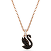 SWAROVSKI SWAN PENDANT BLACK ROSE GOLD - ACCESSORIES JEWELRY NECKLACE - 5678046