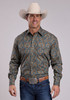 STETSON VINTAGE MEDALLION PAISLEY BRWN - MENS SHIRT  - 11-001-0425-1065BR