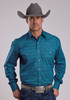 STETSON TEAL MEDALLION BLUE PRINT - MENS SHIRT  - 11-001-0425-1064BU