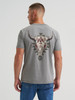 WRANGLER GREY HEATHER SKULL PRINT - MENS TEE  - 112372848