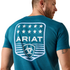 ARIAT STRIPE PATRIOTIC BADGE BLUE - MENS TEE  - 10073965