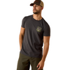 ARIAT STRIPE PATRIOTIC BADGE GREY - MENS TEE  - 10073964