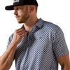 ARIAT WHITE MEDALLION PRINT FITTED - MENS POLO  - 10071093