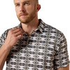 ARIAT PRISTINE WHITE GEO FITTED - MENS POLO  - 10071094
