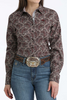 CINCH MULTI BURGUNDY PAISLEY PRINT - LADIES SHIRT  - MSW9165083