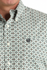 CINCH GREEN CREAM DIAMOND PRINT - MENS SHIRT  - MTW1106033