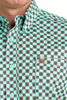 CINCH TURQUOISE SQUARE PRINT - MENS SHIRT  - MTW1106036