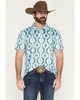 ROCK & ROLL AZTEC PRINTED POLO TURQUOISE - MENS POLO  - BM51T08335