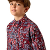 ARIAT TRAPPER MAROON DIAMOND PRINT - KIDS BOYS SHIRT - 10071681