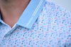 HOOEY WEEKENDER WHITE/BLUE PRINT - MENS POLO  - HP2601WHBL