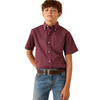 ARIAT PIPPIN MAROON GEOMETRIC PRINT - KIDS BOYS SHIRT - 10071675