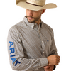 ARIAT TEAM WELLS FITTED KHAKI BLUE - MENS SHIRT  - 10071757