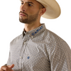 ARIAT TEAM WELLS FITTED KHAKI BLUE - MENS SHIRT  - 10071757