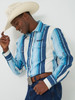 WRANGLER LOGO BLUE/WHITE STRIPE - MENS SHIRT  - 112379239