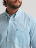 WRANGLER RELAXED FIT TEAL PRINT - MENS SHIRT  - 112379160