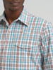 WRANGLER WRINKLE RESIST TURQUOISE PLAID - MENS SHIRT  - 112379034