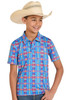 ROCK & ROLL SAPPHIRE AZTEC PRINTED POLO - KIDS BOYS POLO - BB51T08340