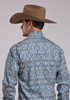 STETSON BLUE PAISLEY MEDALLION PRINT - MENS SHIRT  - 11-001-0425-2009BU