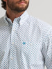 WRANGLER RELAXED FIT TEAL WHITE PRINT - MENS SHIRT  - 112379158