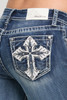 GRACE IN LA 430 CROSS EBROIDERY BOOTCUT - LADIES JEANS  - EB52034