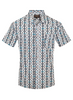 RODEO AZTEC WHITE/BLUE PRINT - MENS SHIRT  - RT101S-1052
