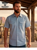 RODEO BLUE/RED GEO PRINT - MENS POLO  - RT101S-1105