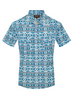 RODEO BLUE AZTEC SNAP PRINT - MENS POLO  - RT101S-1124