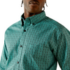 ARIAT BERGER FITTED AQUA BLUE PRINT - MENS SHIRT  - 10062204