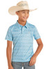 ROCK & ROLL LIGHT BLUE MINI AZTEC PRINT - KIDS BOYS POLO - BB51T08715