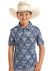 ROCK & ROLL BLUE AZTEC PRINTED POLO - KIDS BOYS POLO - BB51T08719