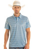 ROCK & ROLL BLUE MINI AZTEC GEO PRINTED - MENS POLO  - BM51T08715