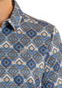 ROCK & ROLL BLUE AZTEC PRINT - MENS POLO  - BM51T08719