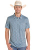 ROCK & ROLL TURQUOISE MEDALILION PRINT - MENS POLO  - BM51T09056