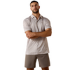 ARIAT TAUPE GREY SOUTHWEST GEO PRINT - MENS POLO  - 10073469