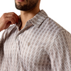 ARIAT TAUPE GREY SOUTHWEST GEO PRINT - MENS POLO  - 10073469