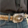 MONTANA SILVERSMITHS GUNMETAL FILIGREE LONGHORN - ACC BUCKLE  - 25815SB-767M