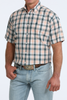 CINCH GREEN/CORAL PLAID PRINT - MENS SHIRT  - MTW1111525