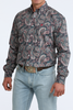CINCH TEAL PAISLEY PRINT - MENS SHIRT  - MTW1106101