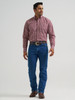 WRANGLER RELAX FIT BURGANDY PLAID - MENS SHIRT  - 112381629