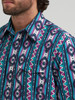 WRANGLER CHECOTAH PRINT TURQUOISE - MENS SHIRT  - 112381992