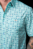 FERREL THE WESLEY TEAL PRINT - MENS SHIRT  - FBS1026107