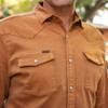 PONCHO  BURNT ORANGE PERFORMANCE DENIM - MENS SHIRT WESTERN SNAPS - THE DARREL
