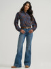 WRANGLER DRAPEY SLEEVE HORSE BLUE PRINT - LADIES SHIRT  - 112382747