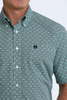 CINCH GREEN GEOMETRIC PRINT - MENS SHIRT  - MTW1111528