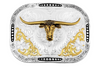 MONTANA SILVERSMITHS RECTANGLE LONGHORN STEER - ACC BUCKLE  - 53510-767H