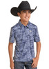 ROCK & ROLL BLUE TECHNO CAMO PRINT - KIDS BOYS POLO - BB51T09604